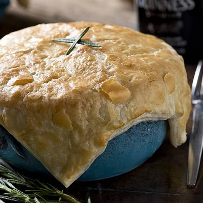 This would make a great St. Patrick's Day Meal or a Sunday Supper Idea. This recipe is the ultimate "Man Meal"! What guy wouldn't want to dig into a slow cooked comfort meal like this Guinness and Beef Pie Recipe? Beer and Beef... Does it get any better?