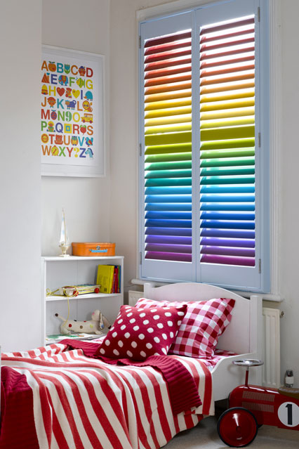 Brightly Colored Rainbow Blinds from House and Garden