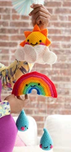 Crocheted Rainbow Baby Mobile Pattern from Fine Craft Guild