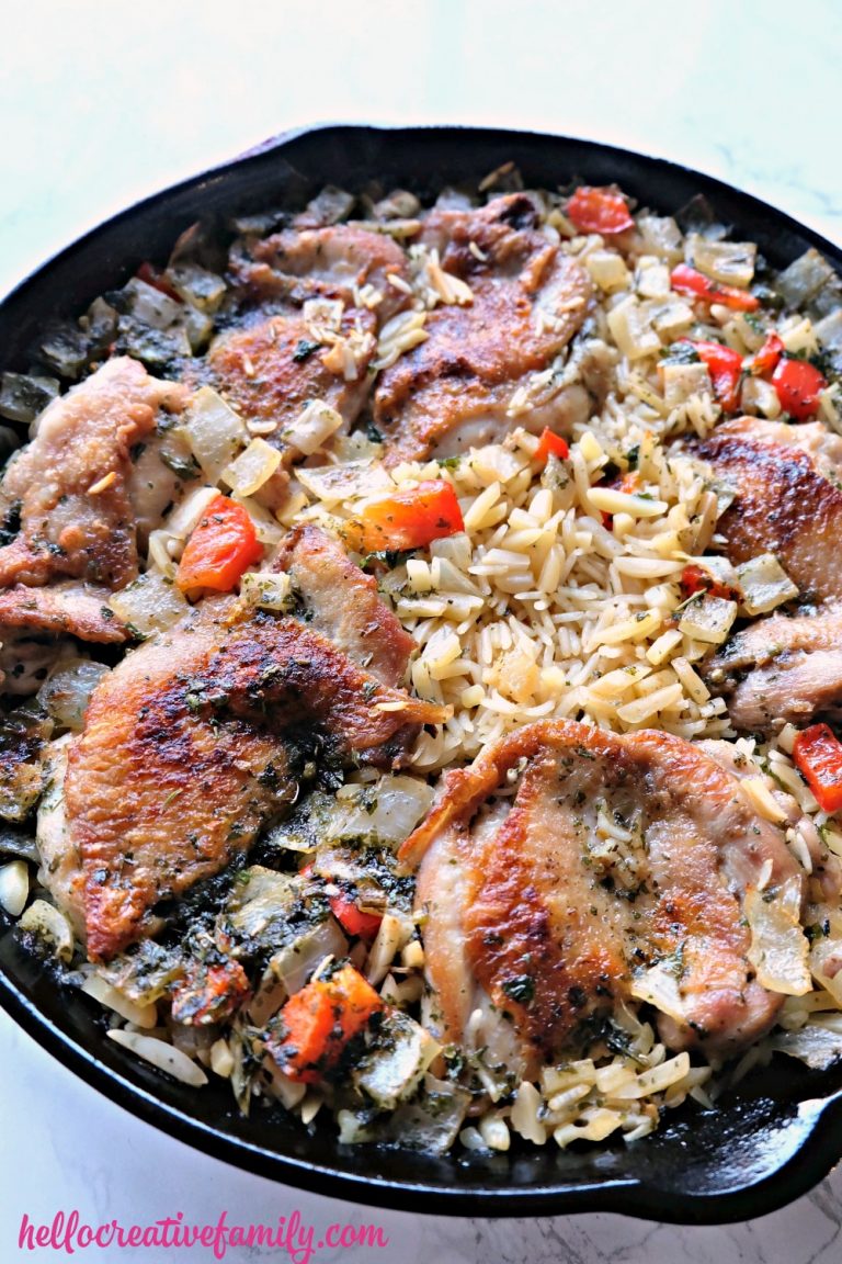 This one pot, 30 minute meal is sure to be a hit for the whole family! Made with deboned chicken thighs, this Greek lemon chicken with rice recipe is a favorite with adults and kids alike! It cooks up in about 20 minutes giving you extra time to put together a delicious side dish. Uses all simple recipes you probably have at home!