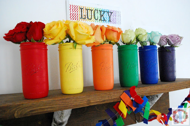 Rainbow Mason Jars from A Glimpse Inside