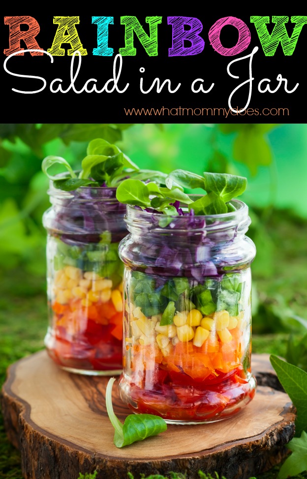 Rainbow Salad in a Jar from What Mommy Does