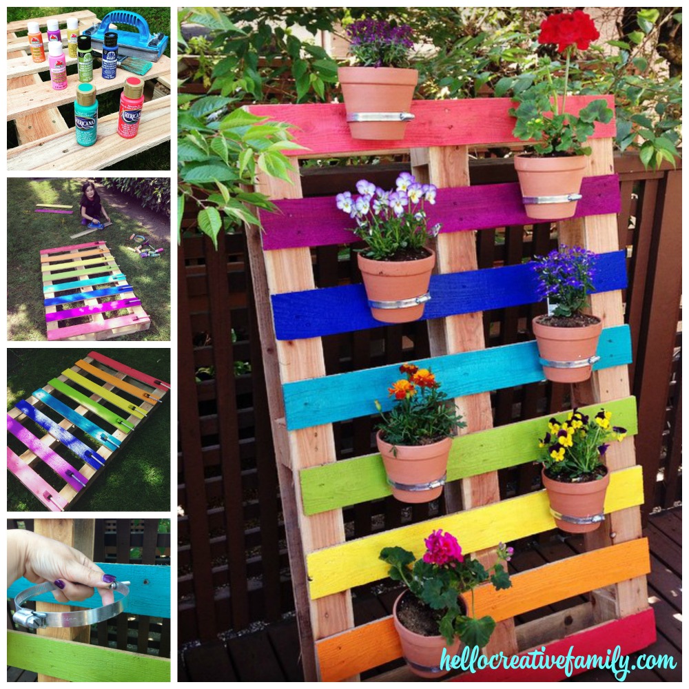 Create a bright & colorful upcycled rainbow pallet planter project with these simple instructions from Hello Creative Family. A great family weekend project that kids will love.