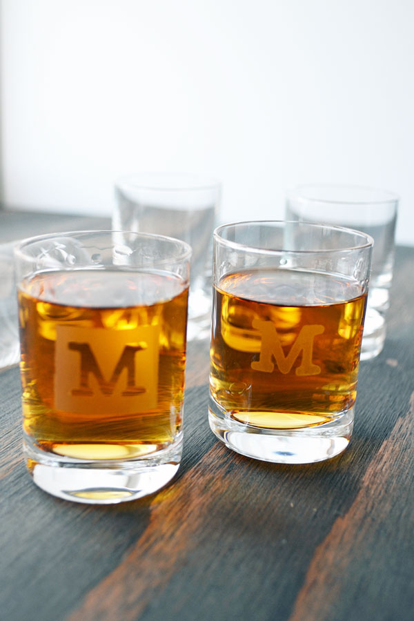 DIY Monogrammed Shot Glasses from Storypiece