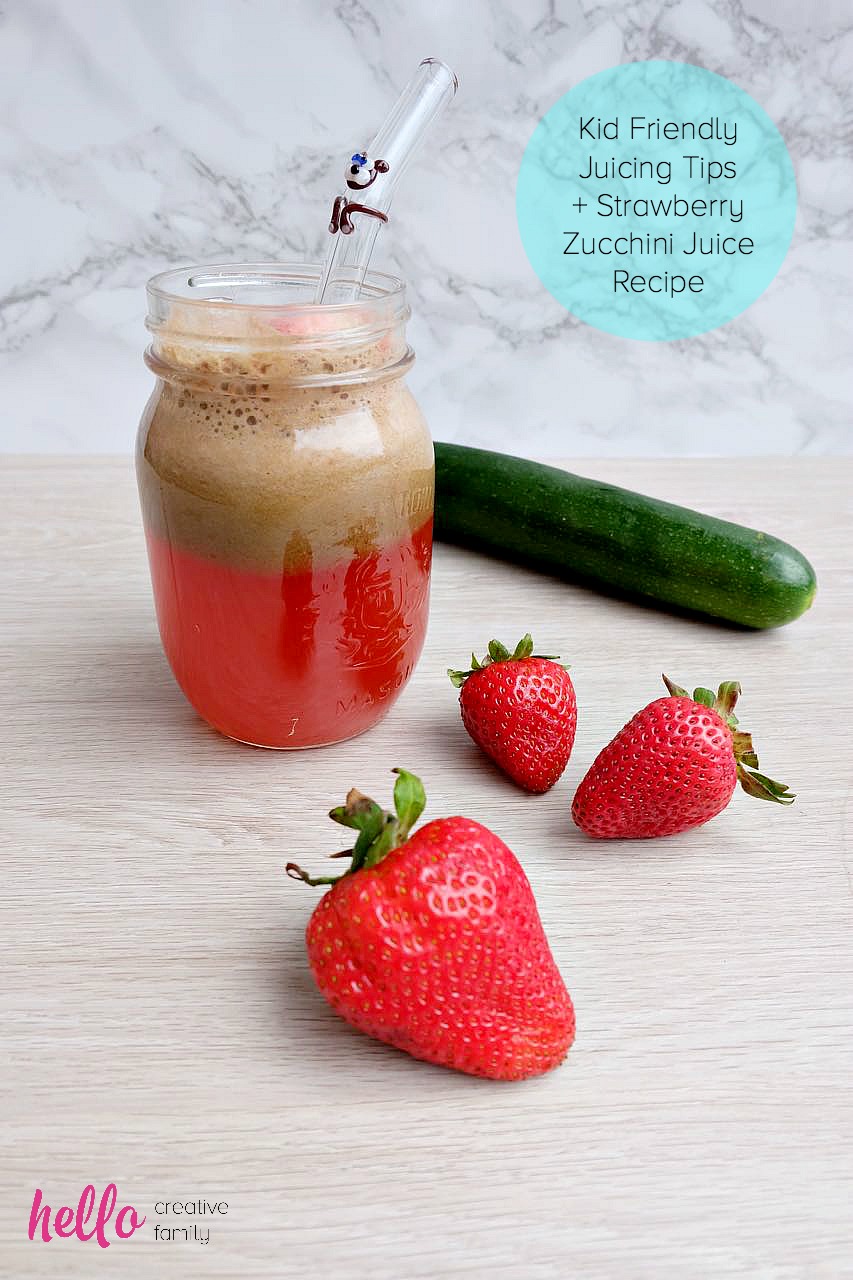 Want to get your kids drinking green juice? You'll want to read this post! Certified Culinary Nutrition Expert, Crystal Allen from Hello Creative Family, shares tips for getting kids to drink green juice along with a kid friendly strawberry zucchini green juice recipe!