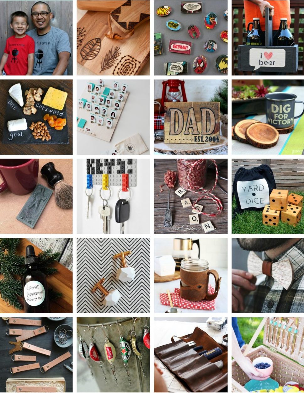 37+ Handmade Gift Ideas For Dads (many of which take 60 minutes or less to make!) From bbq, bacon and beer, to comics, woodwork and family fun. We have you covered with gifts men will love! 