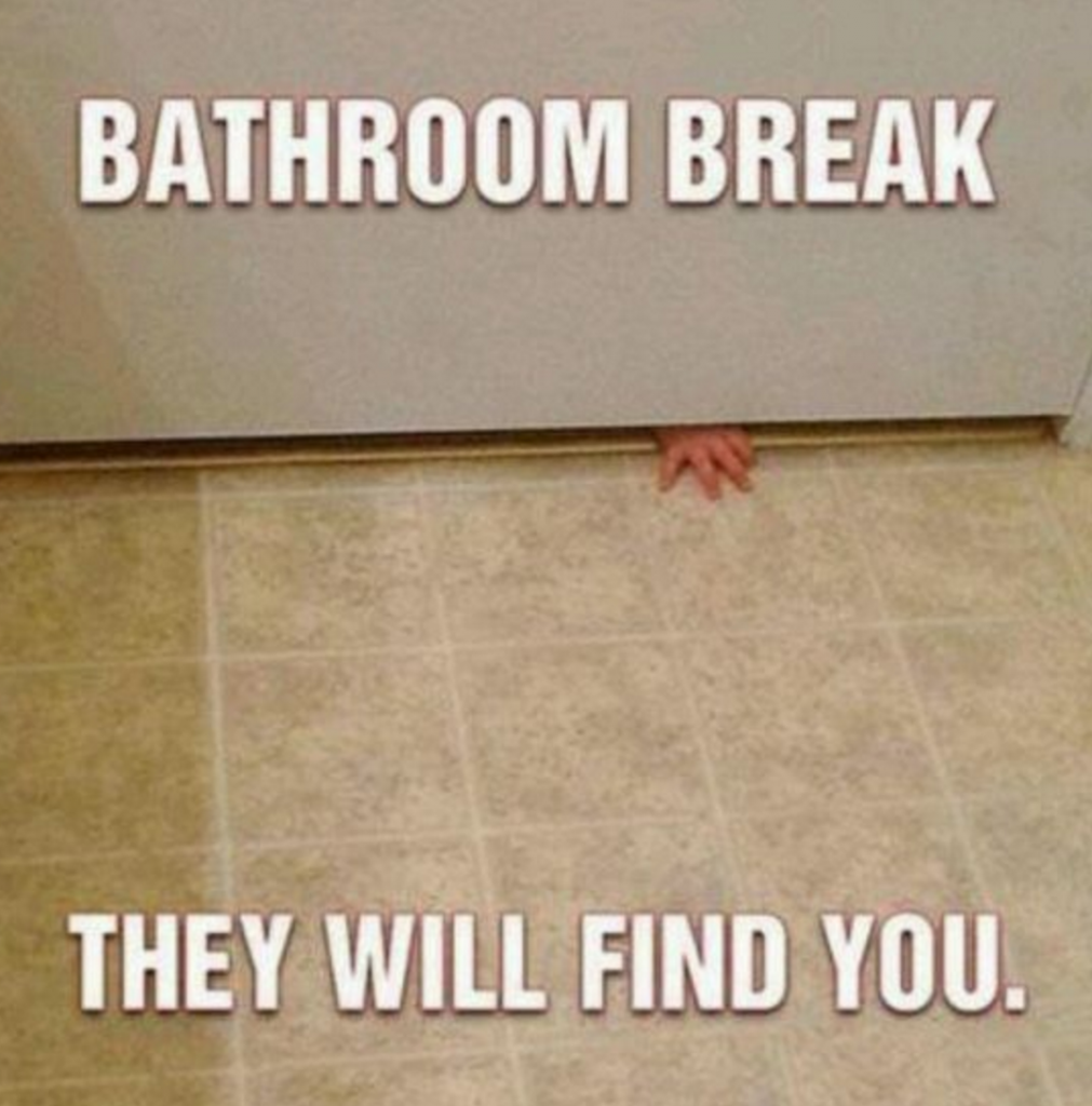Bathroom break. They will find you.