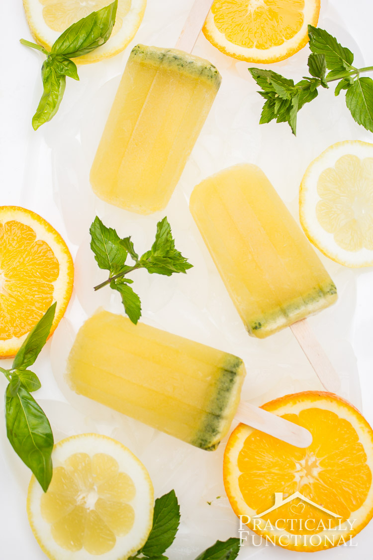 Basil Mint Citrus Mojito Ice Pop Recipe from Practically Functional
