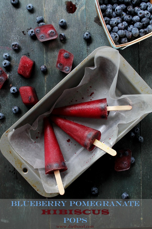 Blueberry Pomegranate Hibiscus Pops from Diethood