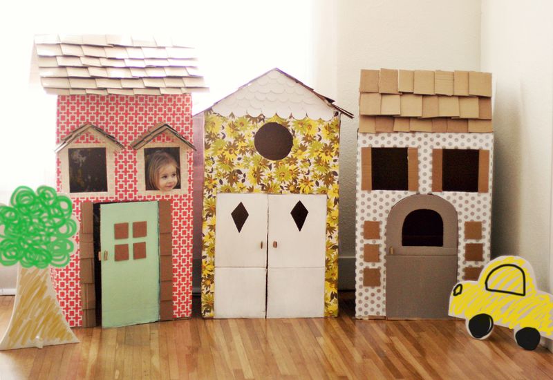 Cardboard Box Playhouse from A Beautiful Mess