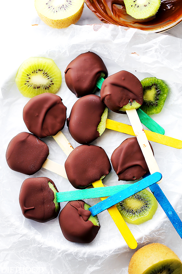 Chocolate Covered Kiwi Pops Recipe from Diethood