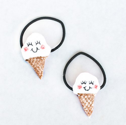 DIY Felt Ice Cream Hair Elastics from Willow Day