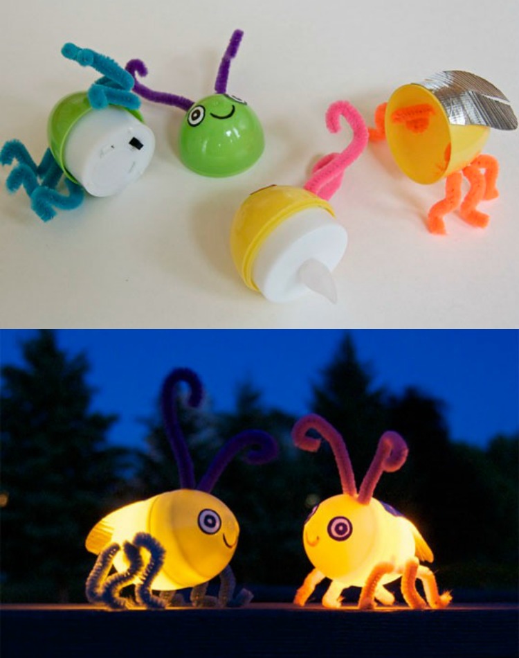DIY Lightup Fireflies Made Using Plastic Easter Eggs from Apartment Therapy