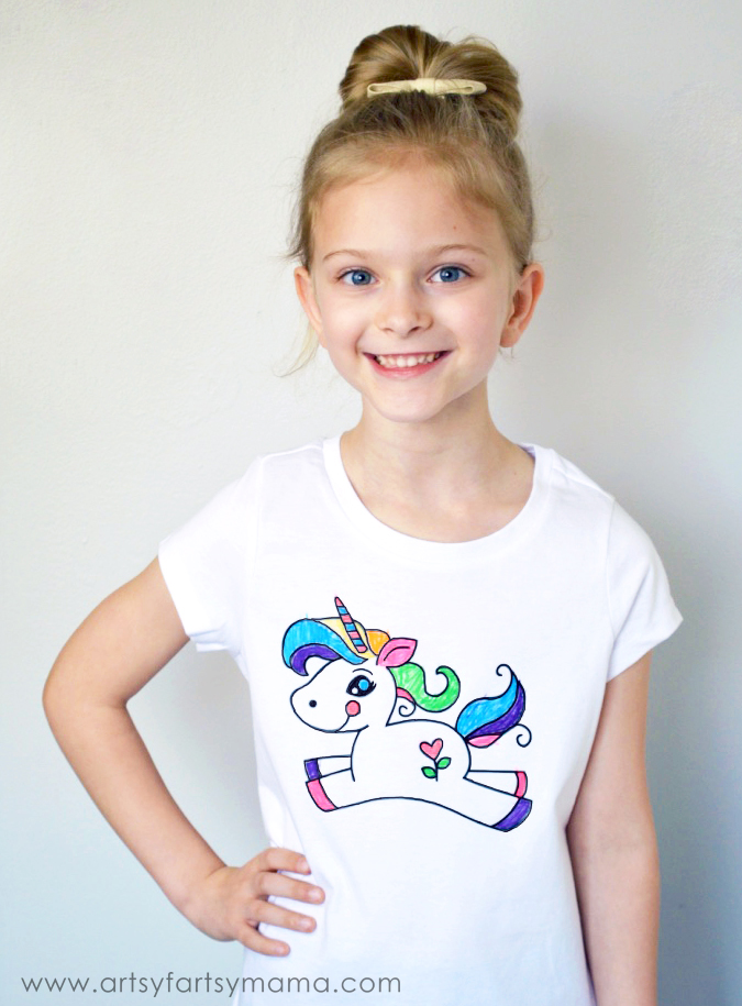 DIY Unicorn Coloring Tshirt from Artsy Fartsy Mama