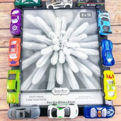 Upcycled Hot Wheels Cars Picture Frame from The Frugal Navy Wife