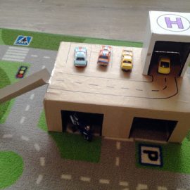 DIY Cardboard Box Toy Garage from The Bear and the Fox