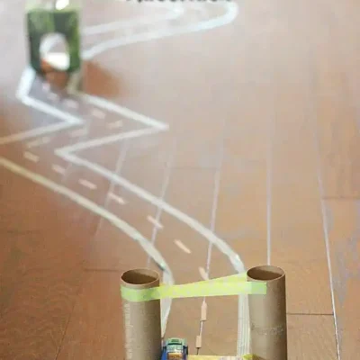 Toy Car Race Track {Creative Play + Learn to Recycle!} from The Pinning Mama
