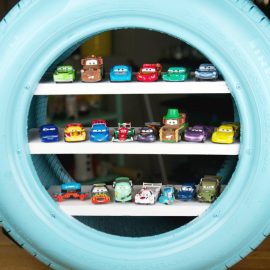 Toy Shelves from a Used Tire From Spaceships and Laserbeams