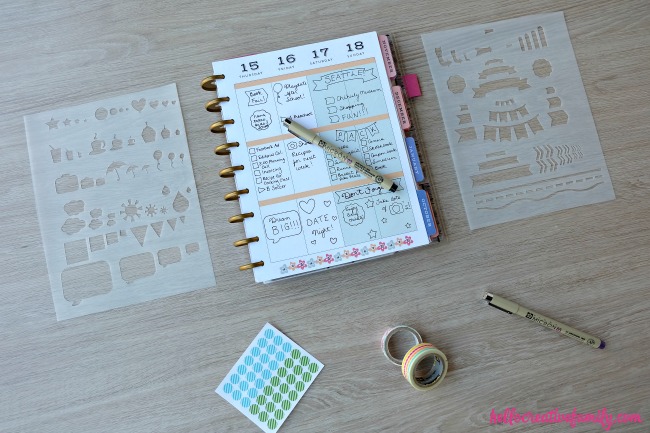 Learn how to make DIY Planner Stencils on the Cricut Explore. Includes a free template for you to use in Cricut Design Space. Perfect for Happy Planners.
