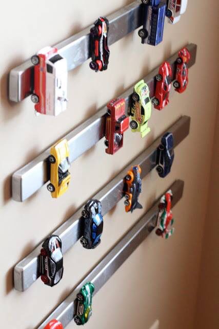 Magnetic Knife Rack Toy Car Parking from Pure Wow