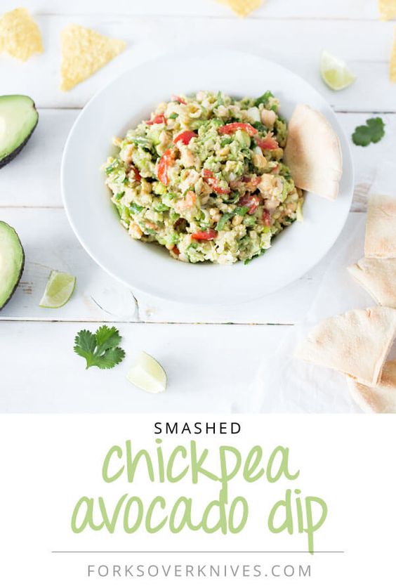 Smashed Chickpea and Avocado Guacamole from Forks Over Knives
