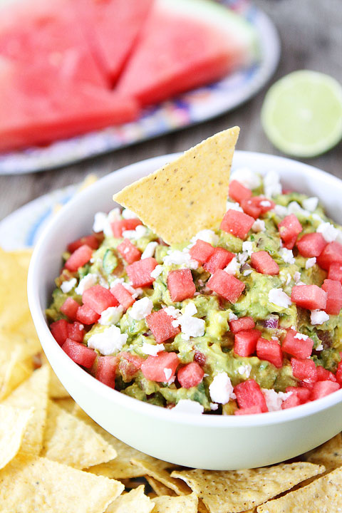 Watermelon and Feta Guacamole Recipe from Two Peas and Their Pod