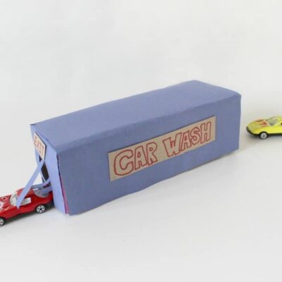 Cardboard Car Wash Toddler Playset for Hot Wheels from It's A Mother Things