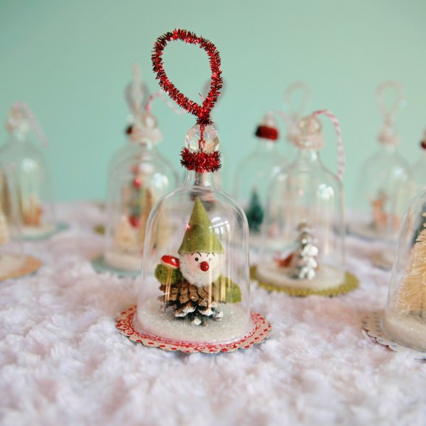 27+ DIY Christmas Ornaments Kids Can Craft- DIY Vintage Bell Jar Inspired Christmas Ornaments from My So Called Crafty Life