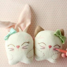 Snuggle Bunny and Kitty Plushie from Gingermelon