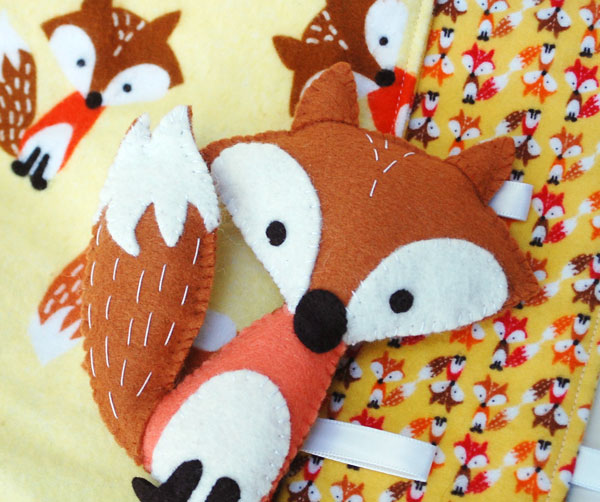 27+ Adorable Free Sewing Patterns for Stuffies, Plushies, Stuffed Animals and Other Felt and Fabric Toys- Stuffed Fox and Blanket Playset from Abby Glassenberg for Timeless Treasures