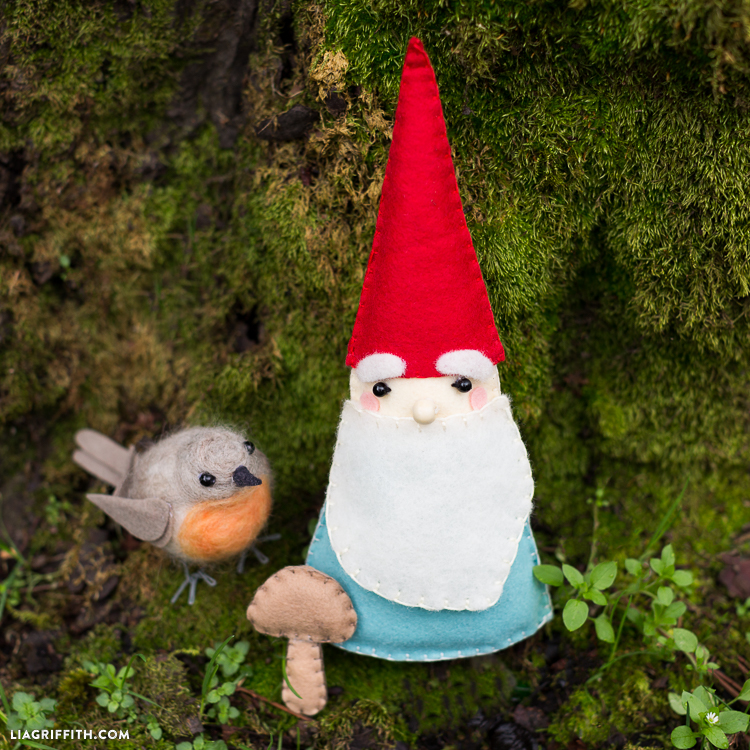27+ Adorable Free Sewing Patterns for Stuffies, Plushies, Stuffed Animals and Other Felt and Fabric Toys- Stuffed Garden Gnome Stuffie Pattern from Lia Griffith