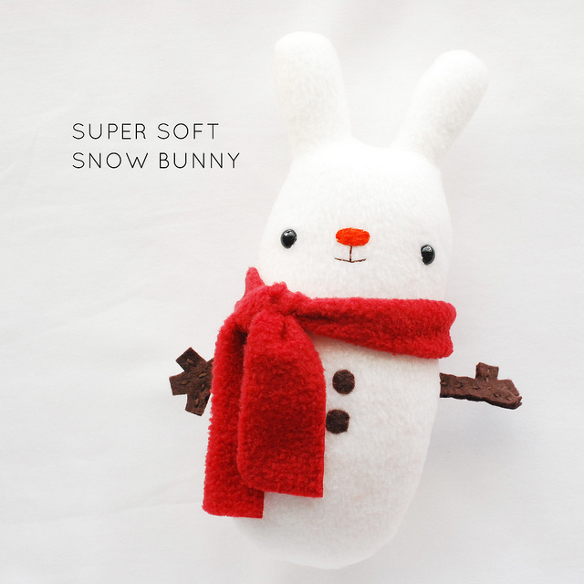 27+ Adorable Free Sewing Patterns for Stuffies, Plushies, Stuffed Animals and Other Felt and Fabric Toys- Super Soft Snow Bunny Plush from Wild Olive