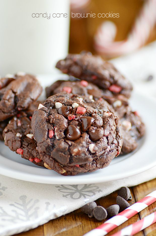 27+ Cookie Recipes Perfect For Christmas Cookie Exchanges- Candy Cane Brownie Cookies Recipe from Something Swanky