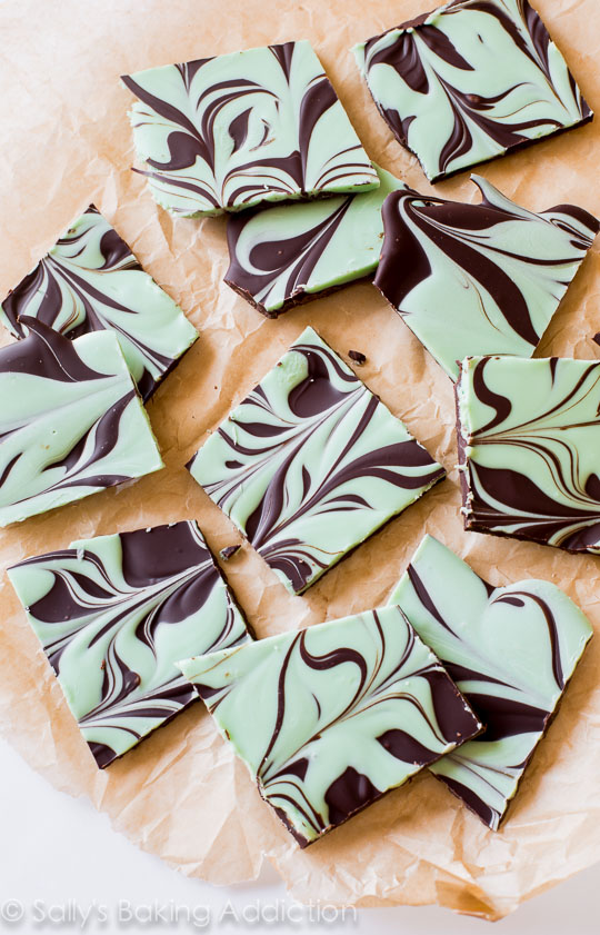 27+ Cookie Recipes Perfect For Christmas Cookie Exchanges- Mint Chocolate Swirl Bark Recipe from Sally's Baking Addiction