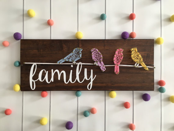 Bird Family String Art from Customized by Ashley