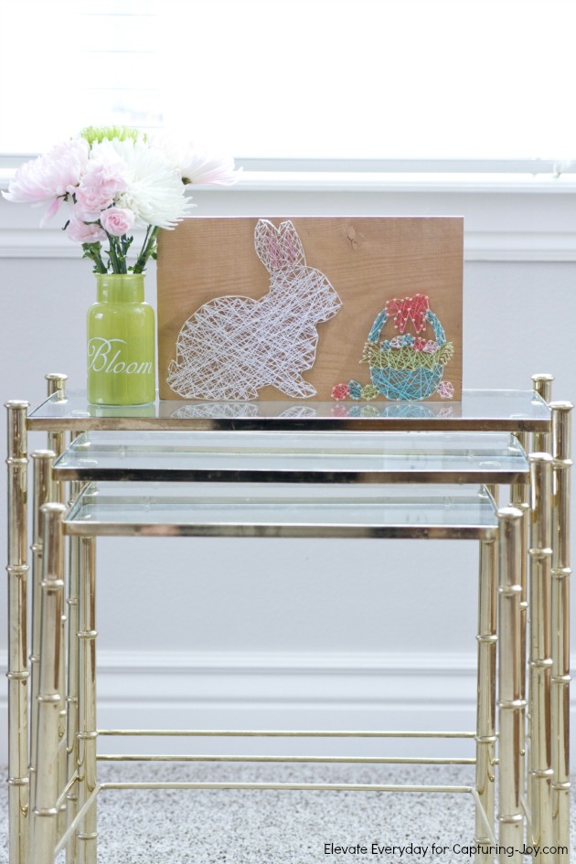27+ DIY String Art Projects: Easter Bunny and Basket String Art from Kristen Duke Photography