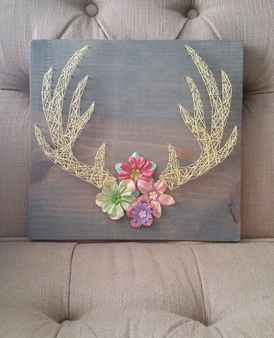 Floral Antlers String Art from Trashy Ashley