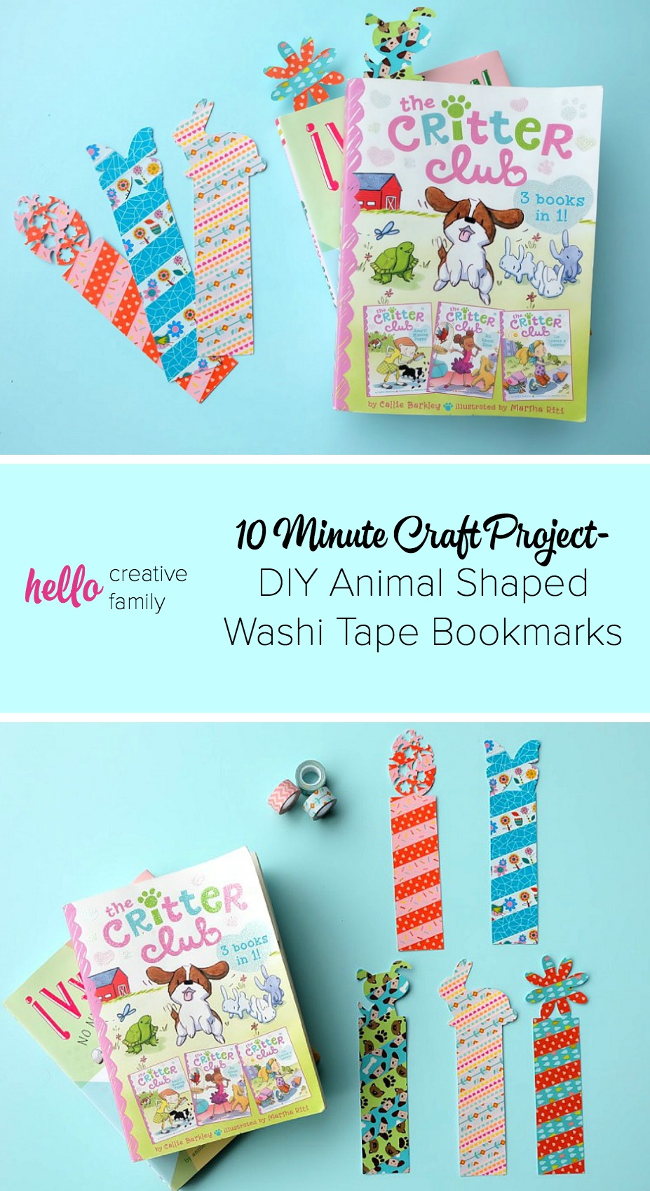 These DIY Animal Shaped Washi Tape Bookmarks made on the Cricut Explore are easy to make and they are a 10 minute craft project! They are so cute and would make great handmade gifts or non-candy Easter presents!