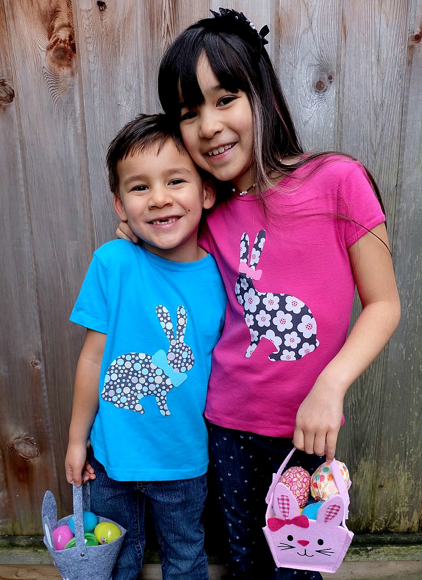 Easter is just around the corner! Dress your kids up for Easter with these adorable easy DIY Easter Shirts made on the Cricut. This fun Cricut Explore Project can be customized by letting your kids pick out the fabric. Includes instruction on how to cut fabric with the Cricut. 