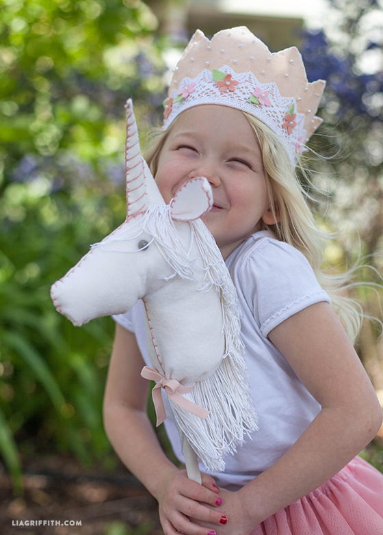 75+ Magically Inspiring Unicorn Crafts, DIYs, Foods and Gift Ideas: DIY Felt Stick Unicorn from Lia Griffith