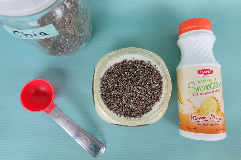Breakfast is ready with only 30 seconds of prep work with this delicious and nutritious, protein packed breakfast idea! Kids can help make this 30 second prep easy chia pudding recipe in flavors like mango, strawberry, blueberry, passionfruit and peach! 