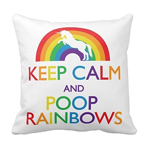 75+ Magically Inspiring Unicorn Crafts, DIYs, Foods and Gift Ideas: Keep Calm and Poop Rainbows Unicorn Pillow