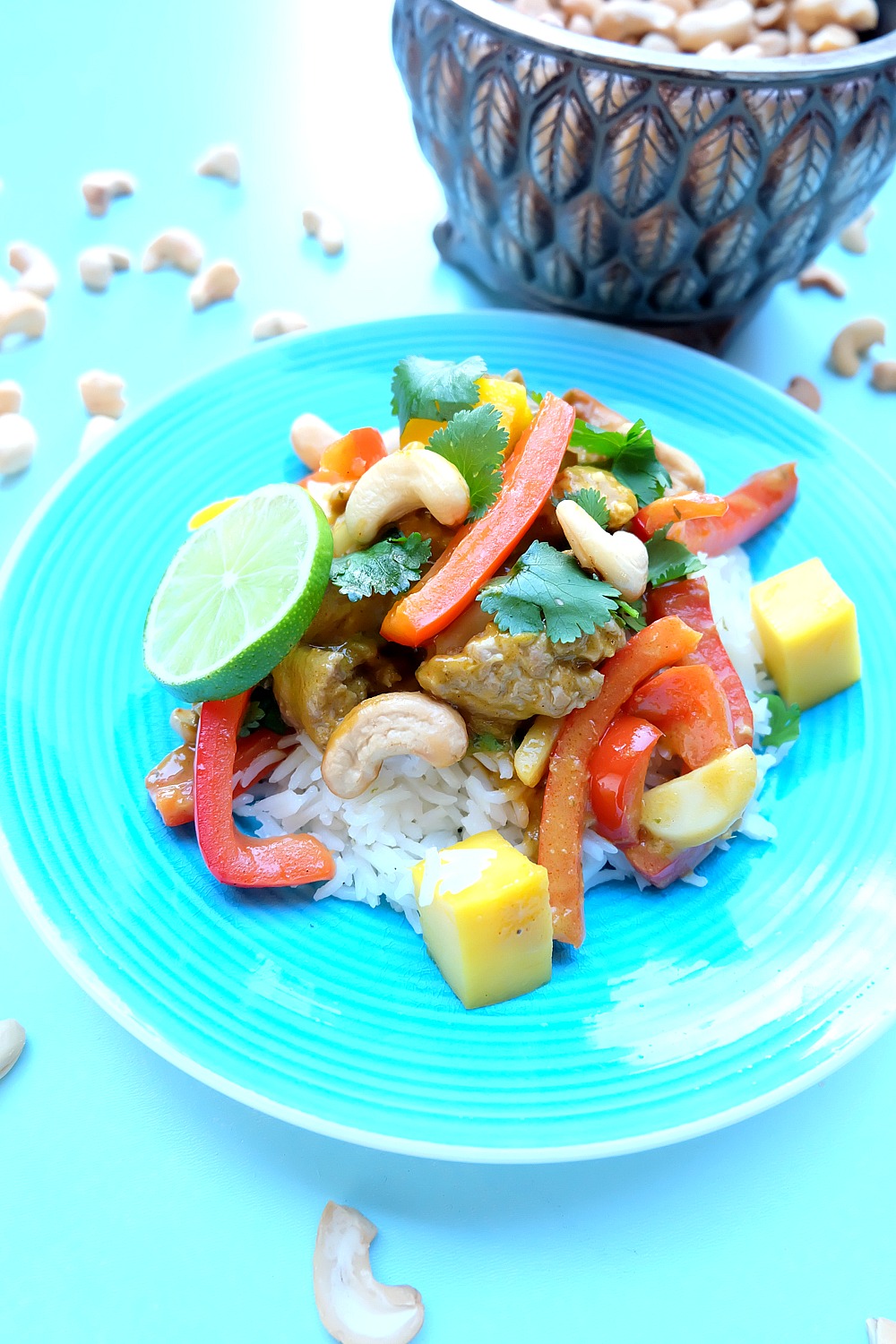 Feed your family a delicious, fresh meal packed with protein that will be on the table in 30 minutes or less! This healthy Mango Cashew Turkey Curry Recipe is sure to become a favorite! Make in a cast iron skillet or your favorite frying pan! Bonus- It's a one pot meal! #TryTurkey