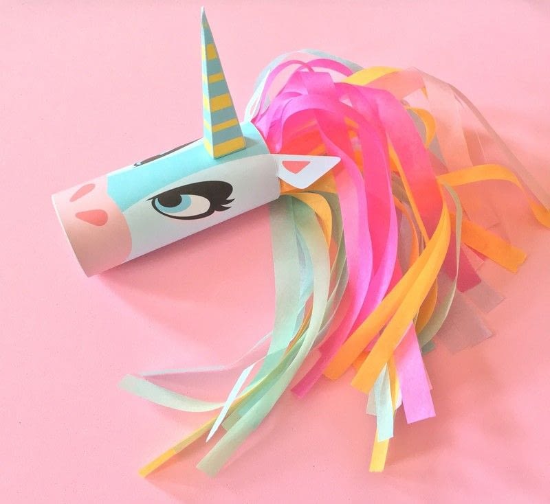 75+ Magically Inspiring Unicorn Crafts, DIYs, Foods and Gift Ideas: Unicorn Head Toilet Tube Craft Printable from Cut Out And Keep