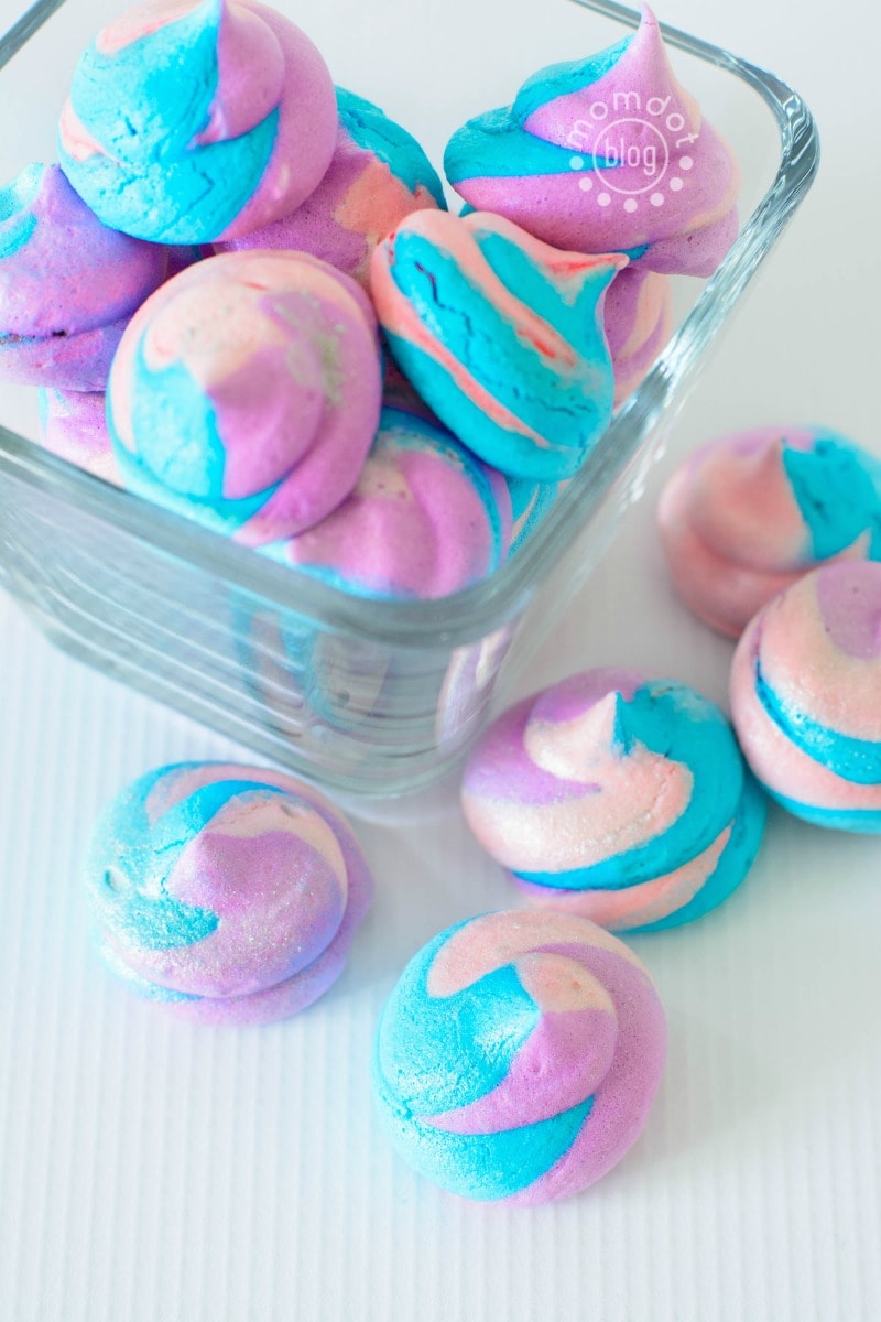 75+ Magically Inspiring Unicorn Crafts, DIYs, Foods and Gift Ideas: Unicorn Poop Meringues from Mom Dot