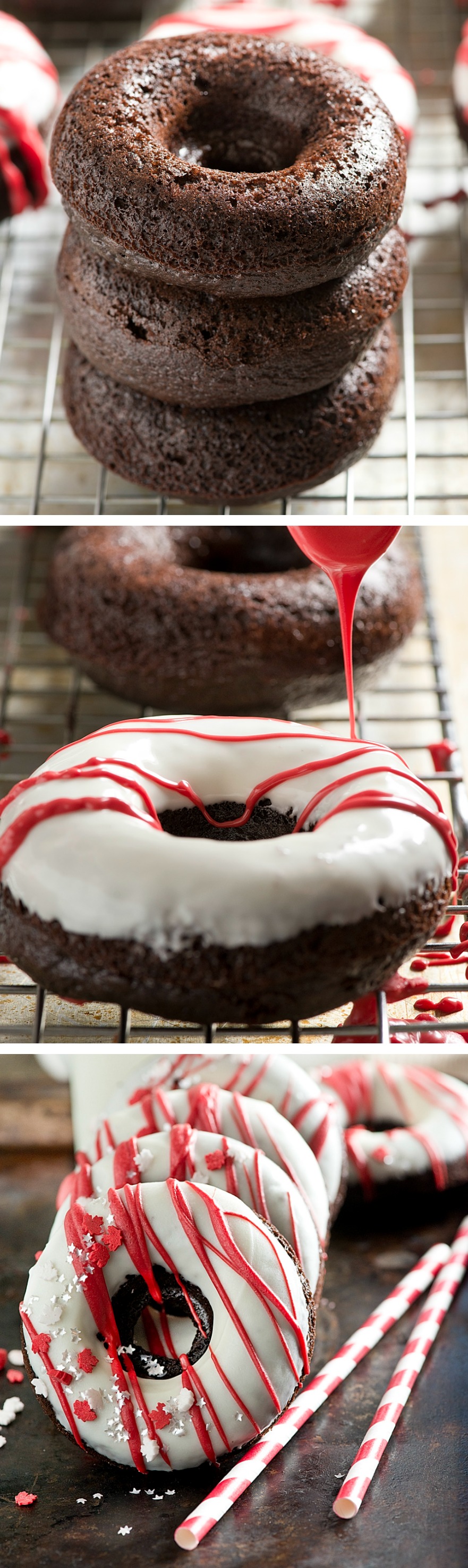 This moist and delicious Baked Dark Chocolate Buttermilk Donuts Recipe can be made and glazed in under an hour! A perfect rich and tender, chocolate-y cake donut! So easy and perfect for entertaining or special celebrations like Canada Day! Created for Canada 150! 