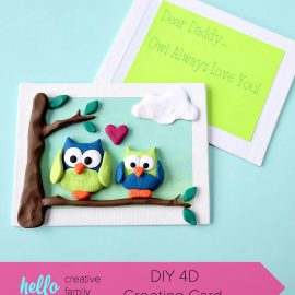 Make an adorable 4D greeting card using polymer clay and a dollar store artist canvas. This project makes a fabulous greeting card for Fathers Day, Mothers Day, Birthdays or any other fun occasion! Easy enough for kids to craft!