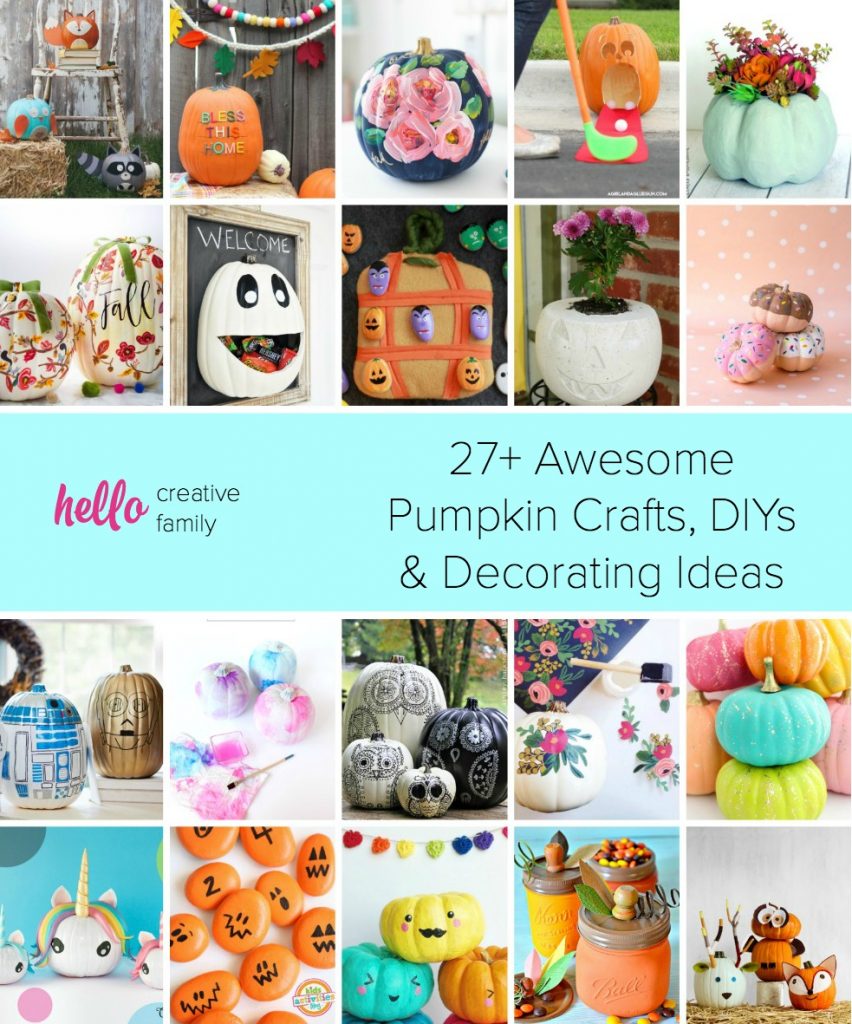 Ready to get into the autumn and Halloween decorating spirit? We've got 27 bright, colorful and fun pumpkin crafts, DIYs and decorating ideas! From painted pumpkin ideas to kids activities, we've got your family covered with these creative ideas!