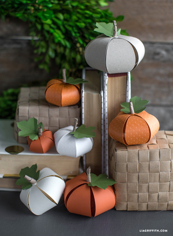 27+ Awesome Pumpkin Crafts, DIYs and Decorating Ideas-DIY Paper Pumpkins from lia Griffith