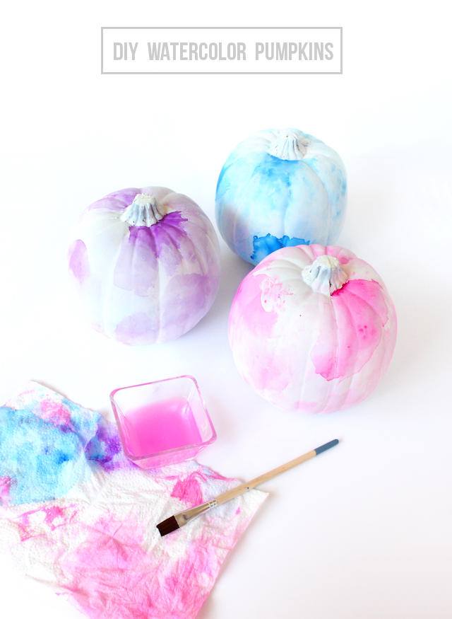27+ Awesome Pumpkin Crafts, DIYs and Decorating Ideas-DIY Watercolor Pumpkins from Lines Across